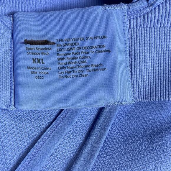 Soma Bra Sz XXL Sport Seamless Strappy Periwinkle Blue Removable Pads Back Close - Picture 4 of 4